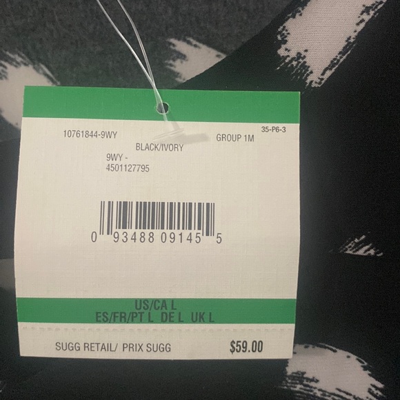 Anne Klein black asymmetrical neckline top with ivory spots. L. Lined front NWT - Picture 3 of 7